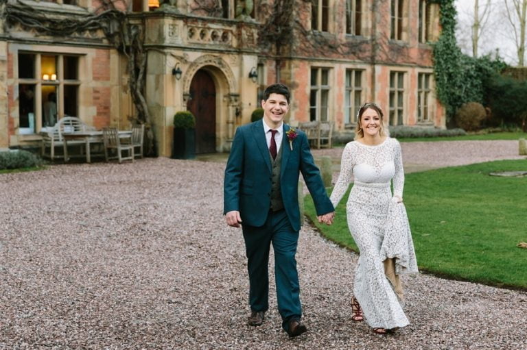 bride and groom at Soughton Hall wedding