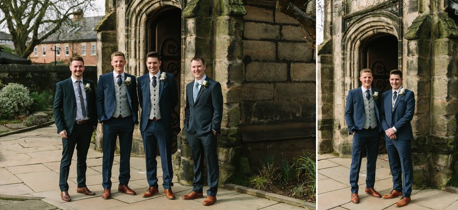 groom and the boys outside cheshire church wedding