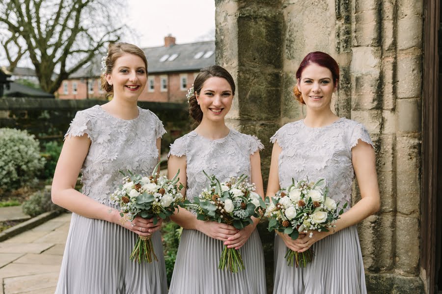 bridesmaids at cheshire church wedding