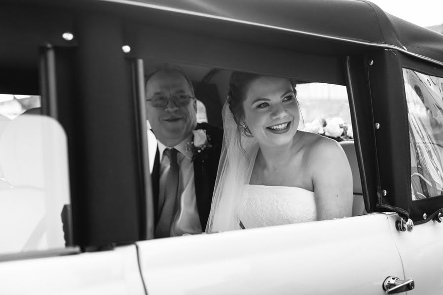 bride arrival at cheshire church wedding