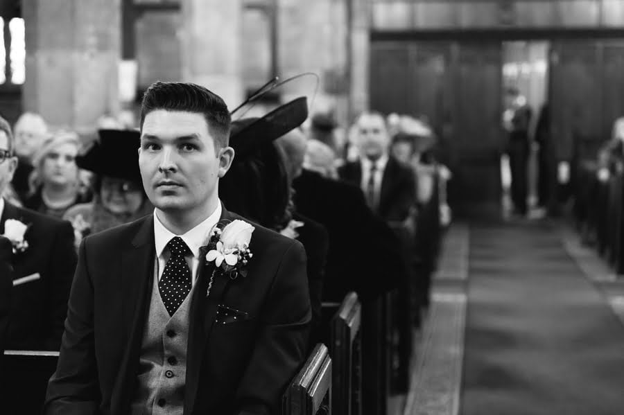 nervous groom at Cheshire church wedding