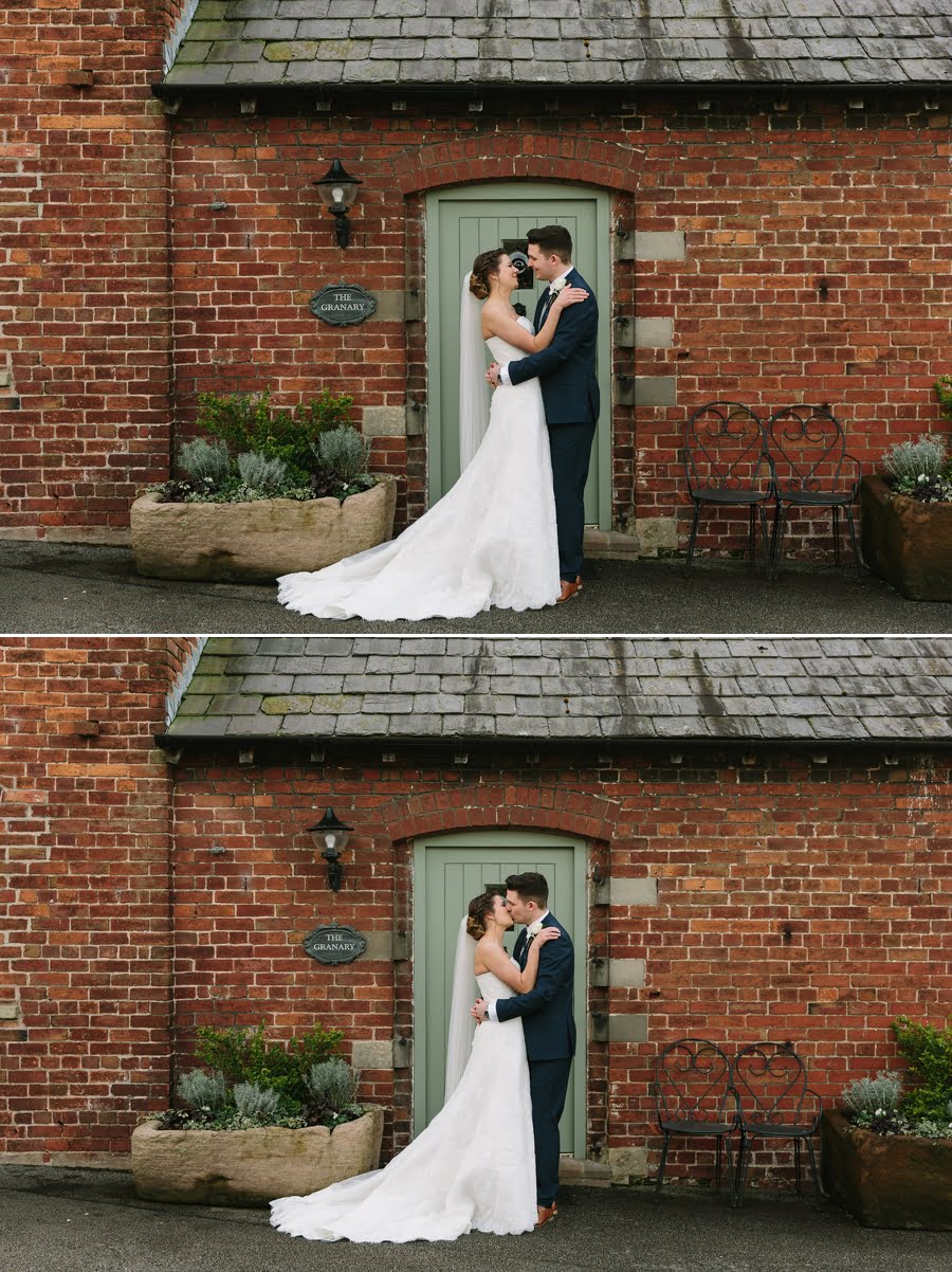 bride and groom at sandhole oak barn wedding