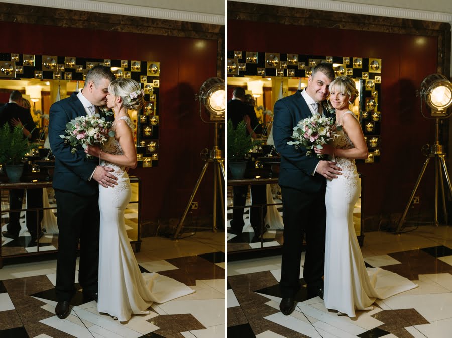 more indoor bride and groom portraits at Quay hotel and spa wedding