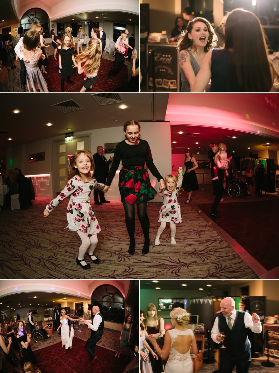 wedding guests dancing at Quay hotel and spa wedding