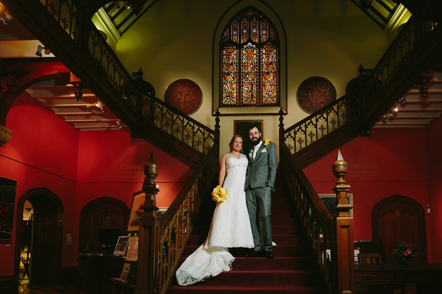 bride and groom at Glyn y Weddw