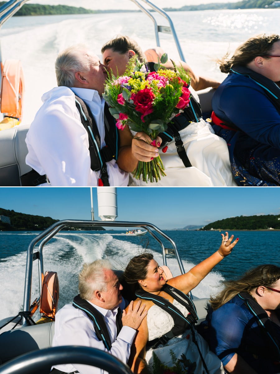 Wedding day rib ride on the Menai Straits
